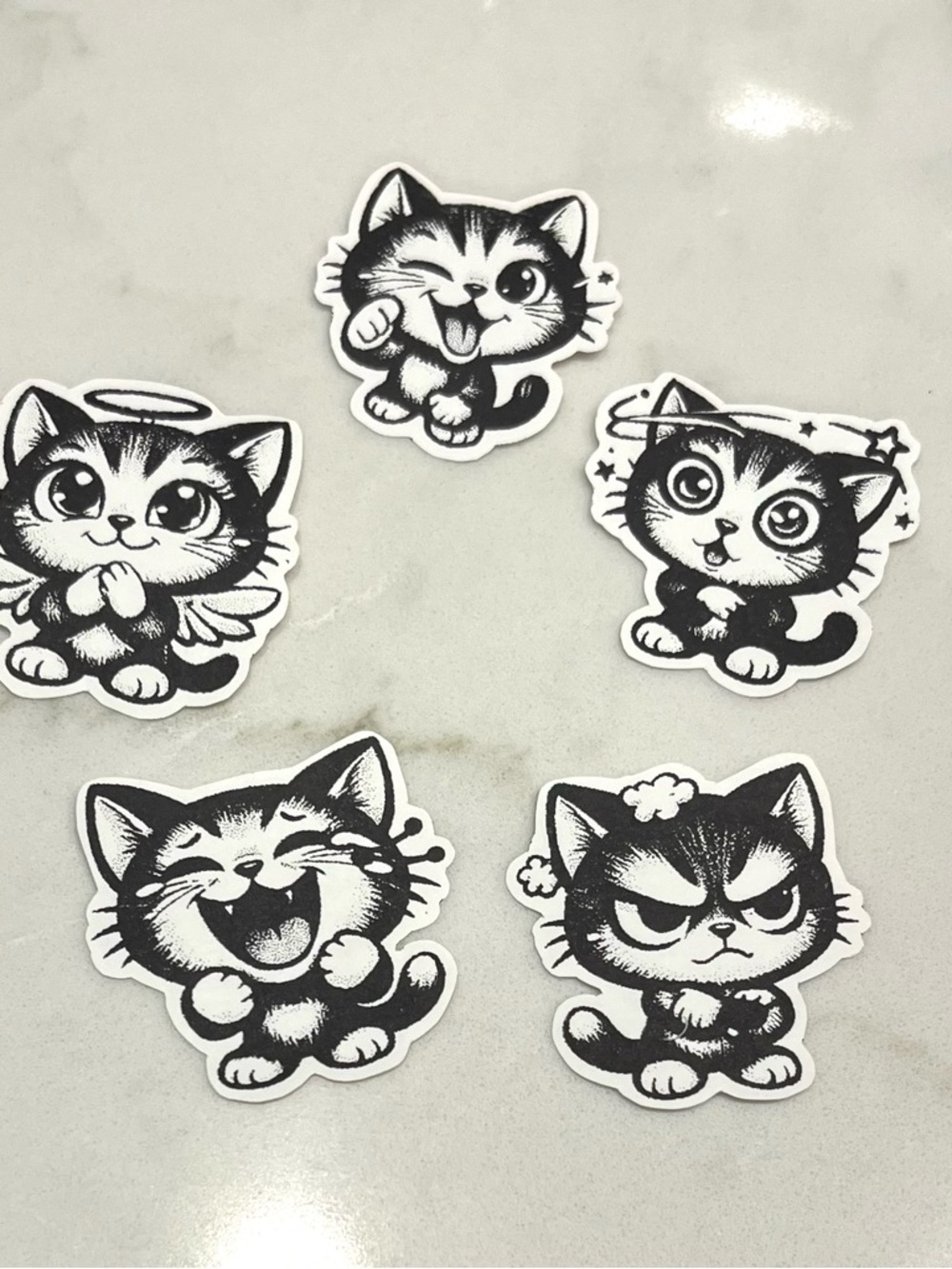 Handmade Cartoon Cat Sticker 5 Unique Designs - Picture 3 of 3